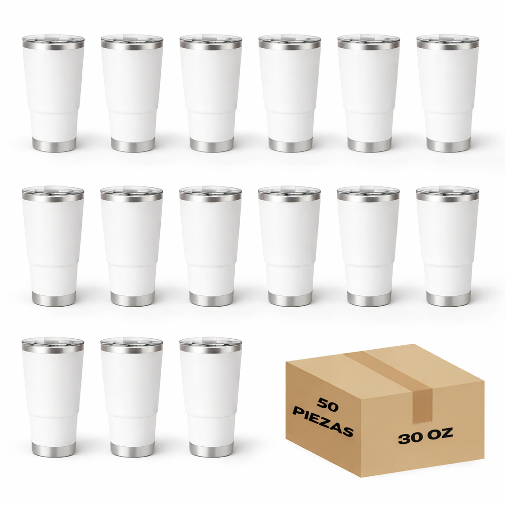 50pz Termo Genérico 30 oz con Tapa Antiderrame